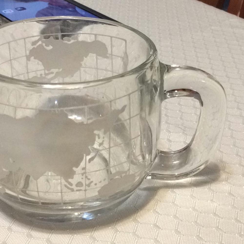 Vintage New Nescafe Coffee glass mug.  3” tall.